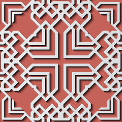 Seamless relief sculpture decoration retro pattern polygon geometry cross frame chain line