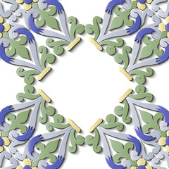 Seamless relief sculpture decoration retro pattern spiral curve cross plant leaf flower frame chain cross