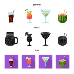 Vector design of drink and bar symbol. Set of drink and party vector icon for stock.