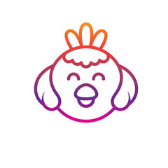 Obraz premium Funny colorful little bird logo template. For children's educational clubs, toy stores and nurseries. Vector illustration.