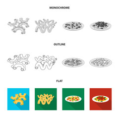 Vector illustration of pasta and carbohydrate icon. Collection of pasta and macaroni stock vector illustration.