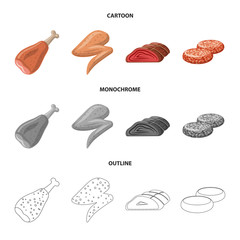 Vector illustration of meat and ham sign. Set of meat and cooking vector icon for stock.