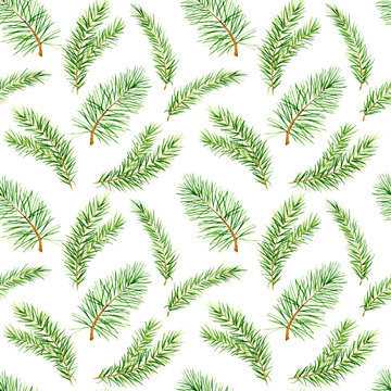 Christmas and New Year  watercolor seamless pattern