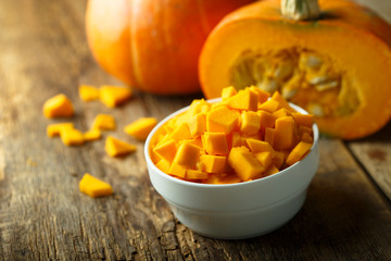 Pumpkin in the white bowl