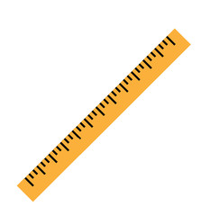 Silhouette of a yellow ruler in a flat style. Icon of the yellow ruler. Vector yellow ruler isolated on white background. Ruler top view illustration. Vector illustration Eps10 file