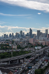 Fototapeta na wymiar Cityscape with expressway and traffic of Bangkok