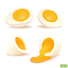 Set of halved cartoon eggs.