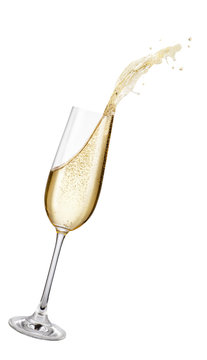 glass of champagne with splash
