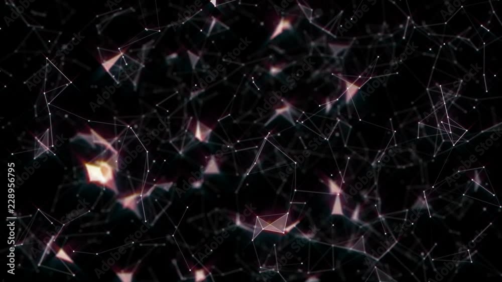 Poster interaction field. depth of field. magical glow. seamless loop.futuristic network.