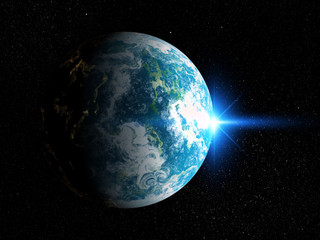 Obraz na płótnie Canvas 3D space background with fictional planet