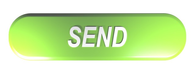 Green rounded rectangle push button SEND - 3D rendering