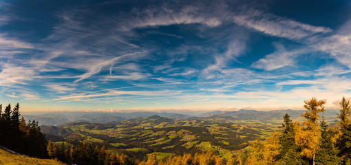 Fototapeta na wymiar Panorama view from Shockl mountain in Graz. Tourist spot in Graz Styria. Places to see in Austria