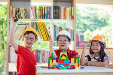 children engineering creat ideas connect jigsaw building house
