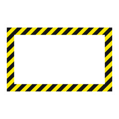 Warning striped frame, warning to be careful, potential danger, yellow & black stripes on the diagonal, vector template sign border yellow and black color. Construction warning border