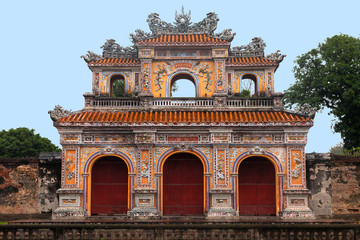 Fototapeta na wymiar The Gate to the Citadel of the Imperial City in Hue, Vietnam