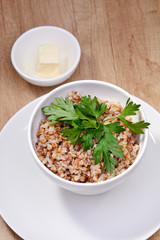 Bowl of tasty buckwheat porridge