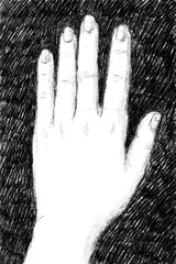 digital illustration of a woman's left hand on black background - 228961104