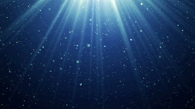 Magic light with flying particles of dust. Christmas festive animated background.