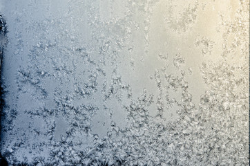 Winter frostwork on window glass