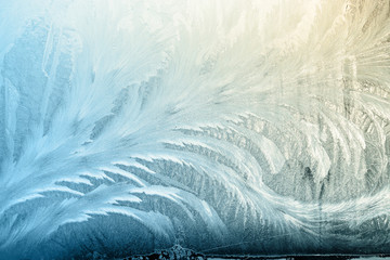 Winter frostwork on window glass