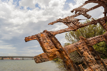 Partial View: Steel Hulled Ship Wreck, Garden Island, Port Adelaide, SA