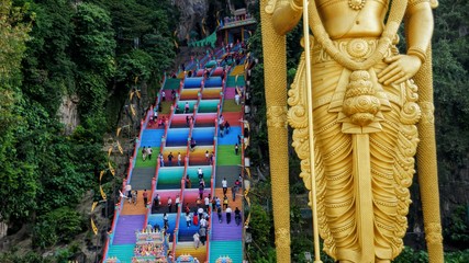 colorful rainbow stairs of batu caves