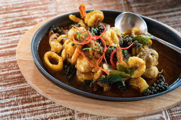 Stir Fried Squid and shrimp with Roasted Chili Paste