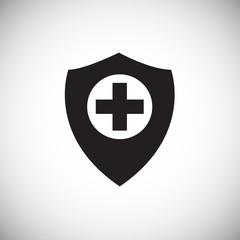 Medical protection shield on white background icon