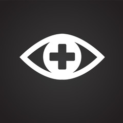 Obraz premium Ophtalmology eye icon on black background icon