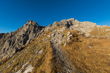 Colorful Autumn Mountain Landscape Panorama Views At Hochstadel In The Lienz Dolomites Between East Tyrol & Carinthia