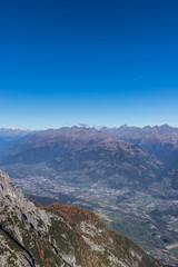 Autumn Mountain Panorama View From Top Of Hochstadel 2.681m Down To Lienz & Hohe Tauern With Top Of Austria Grossglockner 3.798m