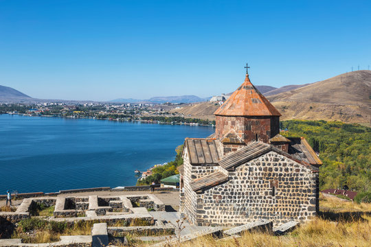 Sevanavank monastery on the North-West coast of lake Sevan, Gegharkunik province, Armenia.