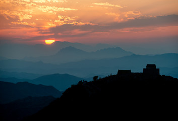 The beautiful great wall of China during sunset