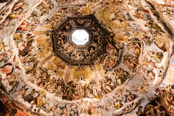 Ceiling detail of Duomo di Firenze Cathedral, Cathedral of Saint Mary of Flower, Florence, Italy, Europe March 08, 2018