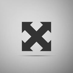 Obraz premium Arrows in four directions icon isolated on grey background. Flat design. Vector Illustration