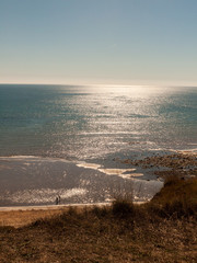beautiful blue ocean water landscape light reflecting summer sun day space blue