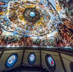Ceiling detail of Duomo di Firenze Cathedral, Cathedral of Saint Mary of Flower, Florence, Italy, Europe March 08, 2018