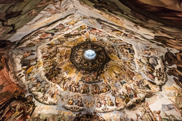 Ceiling detail of Duomo di Firenze Cathedral, Cathedral of Saint Mary of Flower, Florence, Italy, Europe March 08, 2018