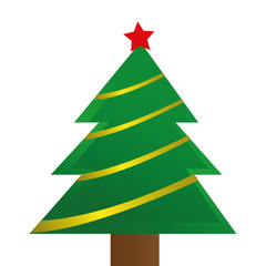 golden decorated christmas tree with red star