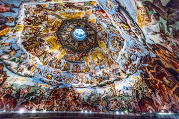 Ceiling detail of Duomo di Firenze Cathedral, Cathedral of Saint Mary of Flower, Florence, Italy, Europe March 08, 2018