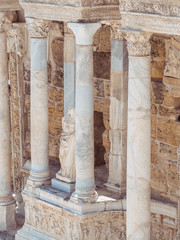 Roman amphitheatre in the ruins of Hierapolis, in Pamukkale, Turkey.