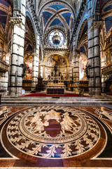 Obraz premium Interior ornate floor mosaic of Siena Cathedral in Florence, Italy, Europe