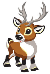  cartoon Christmas caribou deer. Tiny reindeer for babies and little kids . Isolated vector illustration 
