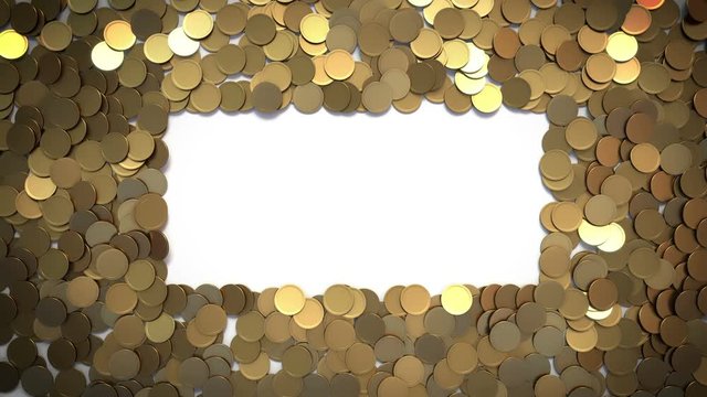 Falling Coins with Alpha Matte Pass forming Rectangular Spot for Your Sign