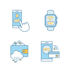 E-payment color icons set