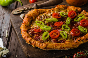 Rustic old style vintage pizza