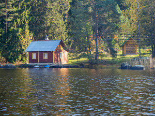 Obraz premium House on the lake in Karelia 