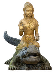 Obraz premium Dharani Mata Statue on white background. 