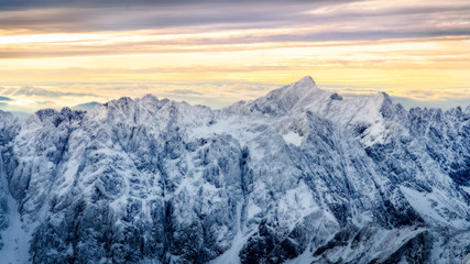 Beautiful winter landscape with snowed mountain peaks, High Tatras, Slovakia