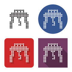 Dotted icon of gantry crane in four variants. With short and long shadow